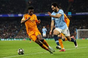 曼城在欧冠5次战胜皇马，仅次于拜仁的8胜和尤文的7胜