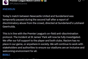 英超官方：将对桑德兰球员海特勒伊达疑似遭种族歧视一事进行调查