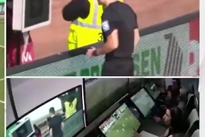 德乙联赛奇葩一幕：裁判看VAR时显示器断电，只因球迷拔了插头