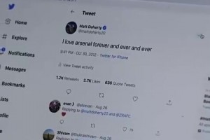 公开处刑！名场面：多赫蒂加盟热刺时被迫删除“永爱阿森纳”推文